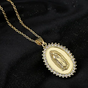 Mens Coliere Fecioara Maria Maria Miraculoase Medalie de Aur din Oțel Inoxidabil de culoare Bijuterii