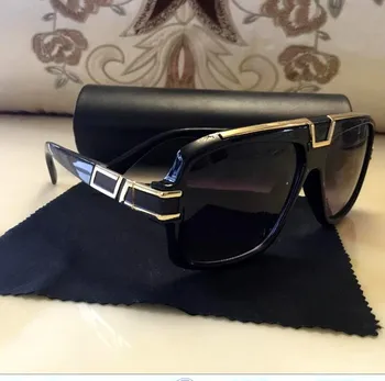 Metal ochelari de soare Supradimensionat ochelari de soare de Potrivire negru din piele box