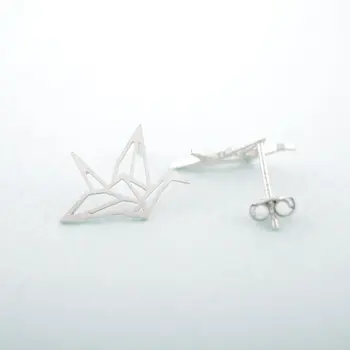 Mici Drăguț Din Oțel Inoxidabil Mie De Macarale De Hârtie Cercei Origami Crane Stud Cercei Moda Pasăre Cercei Piercing Bijuterii