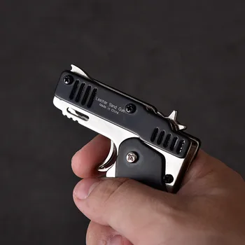Mini Folding Poate Deține Cheia De Lanț De Banda De Cauciuc Pistol Șase Explozii Făcut Toate din Metal Arme de Fotografiere Jucărie Cadouri Baieti unelte în aer liber