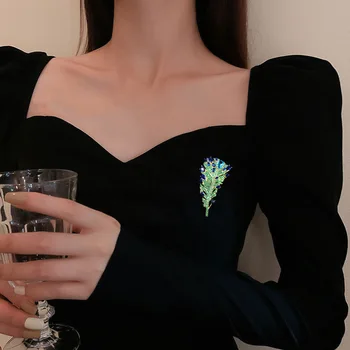 Moda coreeană stralucitoare de smarald cristal de înaltă calitate pană brosa retro temperament de lux haina de costum accesorii