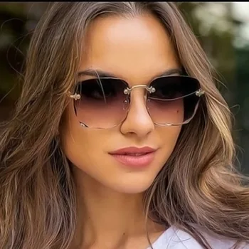 Moda fără ramă de ochelari de Soare pentru Femei Brand de Lux de Designer de Vară Pătrat Roșu ochelari de Soare Pentru Barbati UV400 Nuante Oculos
