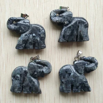 Naturale black shimmer Piatră sculptate elefant pandantive pentru farmecele de bijuterii accesorii face en-gros 6pcs/lot transport gratuit