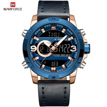 NAVIFORCE Brand de Lux pentru Bărbați Analogic Digital Ceas de mână din Piele, Ceasuri Sport Barbati Armată Militar Cuarț Ceas Relogio Masculino