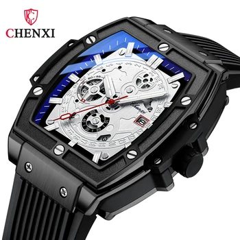 Noi CHENXI Ceasuri Pentru Barbati Brand de Lux Bena Mare Dial Curea Silicon Sport Rece Stil de Stradă Mens Impermeabil Ceas, Ceasuri