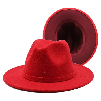 Noi Margine Largă De Epocă Lână Simțit Femei Pălării De Panama Fedora Bărbați Pălărie Jazz Domn Elegant Sombrero Chapeau Femme Jucător Trilby