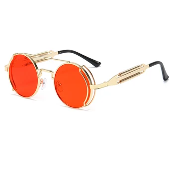 Noi Steampunk Rotund ochelari de Soare Barbati de Brand Cadru Metalic ochelari de Soare Femei Oglindă Personalitate Primăvară Ochelari UV400O501
