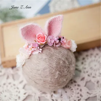 Nou-născut fotografie pălării Hairband Cap de iepure floare studio stil copiii recuzită fotografie lună plină copilul bentita