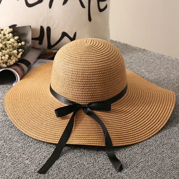 Noua Pălărie De Soare Doamnelor Vara Plaja Mare Pălărie De Paie Cu Boruri Vacanta Pe Litoral Parasolar Protecție Solară Pliabil Arc Dome Pălărie De Paie Doamnelor Pălărie