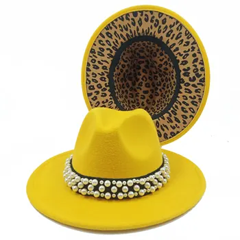Noul Leopard de Imprimare Fedoras Palaria Pentru Femei Unisex Moda de Lux Sac Lanț cu Pălărie Biserica Pălărie Poate fi împărțit de vânzare шапка женская