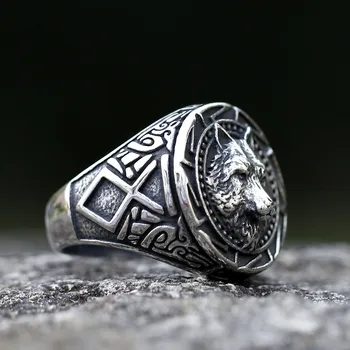 NOUĂ Bărbați 316L din oțel inoxidabil inel viking lup Inel Punk animal Ring Pentru Bărbați Elegant de Lux Bijuterii de Halloween transport gratuit
