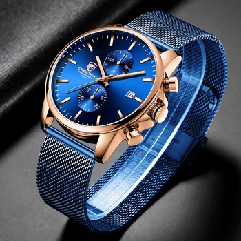 Oamenii Uita-te la Noi GHEPARD Brand de Top din Oțel Inoxidabil rezistent la apă, Cronograf Ceasuri Mens de Afaceri Albastru Cuarț Ceas de mână reloj hombre