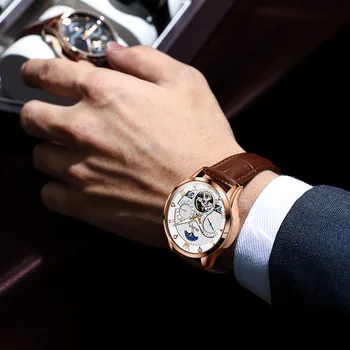 OLEVS de Lux Ceasuri Automate pentru Bărbați Mecanice din Piele rezistent la apa Brand de Top Sport Ceas de mână Ceas de Moda relogio masculino
