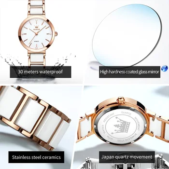OLEVS Noua Moda Ceramică Watchstrap Cuarț Femei Ceas rezistent la apa Brand de Lux Ceas Pentru Femei Data Ceas Cadou