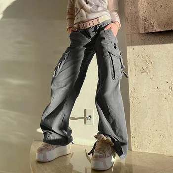 Pantaloni Femei Y2K ' 90 Hip-Hop Pantaloni Largi Haine de Epocă Streetwear Salopete Cordon Liber sa faci Jogging pantaloni de Trening