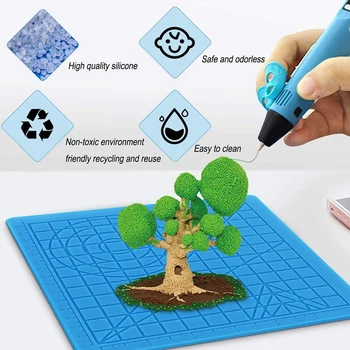 Pen 3D Mat,Imprimare 3D Pen Silicon Design Mat Cu Multi Bază de Șabloane,Imprimare 3D Pen Mat Cu 2 Degete Protectori