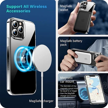 Pentru Magsafe Magnetice Telefon Caz Pentru iPhone 14 13 12 11 Pro Mini Max de Încărcare fără Fir Transparent Caz iPhone XR X Xs Caz Capa