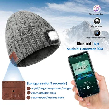 Pentru Rularea Drumeții, Sporturi de Iarnă Caldă Bluetooth Faruri Pălărie Beanie cu Casti Muzica a CONDUS Capac Built-in Difuzoare și Microfon, Căști