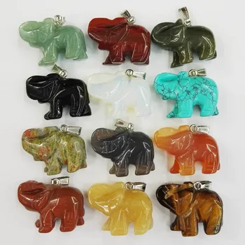 Piatra naturala Elefant pandantive pentru a face bijuterii charm Pandantiv Animale amestecate Colier 12buc/lot livrare gratuita en-Gros