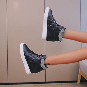 Piele Pantofi Pene pentru Femei Indesata Adidași Alb Vulcaniza Pantofi Adidași de Top de Mare 2022 Vânzare Fierbinte Negru Platforma Pantofi Femei