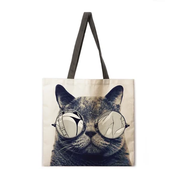 Pisica desene animate imprimate geantă de mână pentru Femei geanta casual pentru Femei geanta de umar Pliabila de cumparaturi geanta de Plaja sac geantă de mână