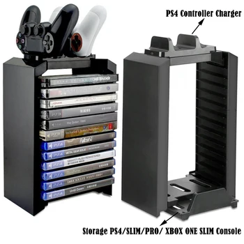 PS4 Slim Pro Consola Multifunactional Disc Joc Turn de Depozitare Stand cu Controler de Încărcare Stație de Andocare pentru XBOX Slim