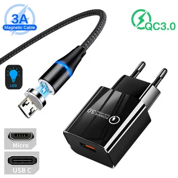 QC 3.0 Încărcător Rapid adaptor Magnetic 3A Încărcare Rapidă Cablu USB Pentru Xiaomi 11T POCO X3 M3 M4 Pro Redmi 9C 10C Nota 9 10 11