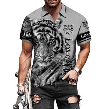 Rece Tiger King 3D Imprimate Tricouri Barbati Om Plus Dimensiune Bluze Topuri Stil de Stradă Uza de Scurt-Maneca/Camasa cu Maneci Lungi Blusa