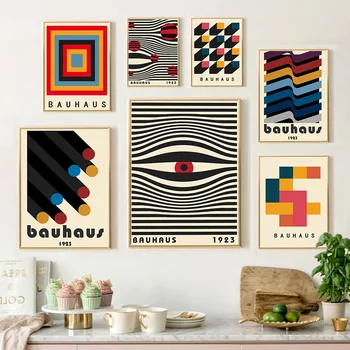 Rezumat Geometrie Ochi De Epocă Bauhaus Poster Canvas Decorative Pictura Decor Acasă Nordic Arta De Perete De Lux Camera De Zi De Decorare