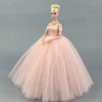 Rochie De Mireasa Roz Pentru Papusi Barbie Printesa Petrecere De Seara, Haine Poartă Rochii Lungi Papusa Haine Pentru Păpuși Barbie