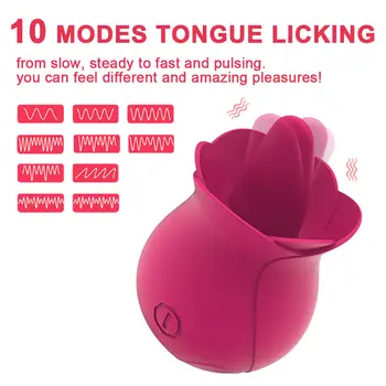 Rose Forma Vaginului Limba Lins Vibrator Intim Bun Biberon Oral Lins Pizde Stimulare Puternic Jucarii Sexuale pentru Femei