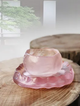 Roz cupe cu lucrate manual din sticlă în stil Japonez prima zăpadă master cup roz cesti de ceai Kung Fu cesti de ceai cu bule ceașcă ceașcă de ceai