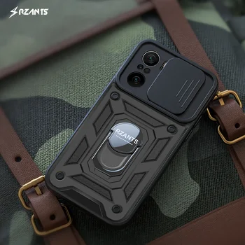Rzants Pentru Xiaomi POCO F3 Caz de aparat de Fotografiat Lentilă de Protecție Inel de suport Suport Militar Design Cover Pentru Baieti Om