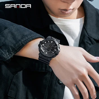 SANDA Nou Brand de Moda pentru Bărbați Ceasuri Sport Analog Quartz Digital cu LED-uri Ceasuri de mana Militare Impermeabil Ceas Relogio Masculino