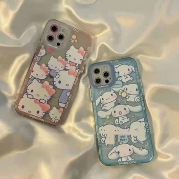 Sanrio Hello Kitty Desene animate Drăguț Cazuri de Telefon Pentru iPhone 13 12 11 Pro Max Mini XR XS MAX 7 8 Pentru Fata Transparent cu Capac de Silicon
