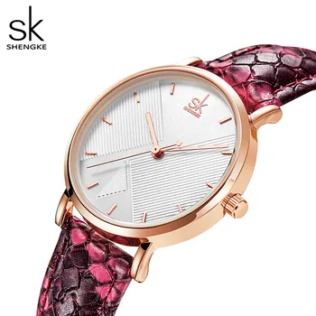 Shengke Design Original Femeie Cuarț Ceasuri de mână de Moda din Piele de Șarpe Curea Ceasuri Femei Top Nou de Lux Roșu Doamnelor Ceas