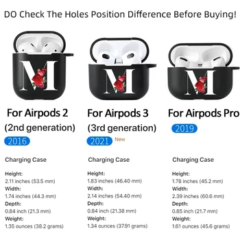 Silicon moale Caz pentru Apple Airpods Pro 3 2 1 Floare Roșie Albă Scrisoare Inițială Bluetoooth Căști fără Fir Cazuri Airpod Acoperi