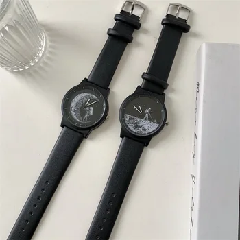 Simplu de Design creativ moda negru tehnologie cosmonaut dial concept pentru Bărbați Impermeabil Ceas pentru Băiat