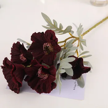 Simulare 5 Maci Nunta Acasă Living De Luat Masa Decor De Masă Cu Flori De Plastic De Înaltă Calitate Flori Artificiale Ieftine