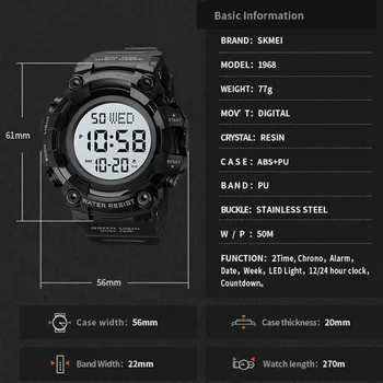 SKMEI LED-uri Electronice, Ceasuri Sport Barbati Conta în Jos Cronometru Ceas Masculin 5Bar Impermeabil Bărbați Ceasuri relogio masculino