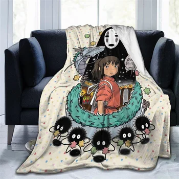 Spirited Away Figura Flanel Pătură Anime Pătură , decor acasă Pătură Pătura/Călătorie/Fly/adolescenti Cadouri de Craciun
