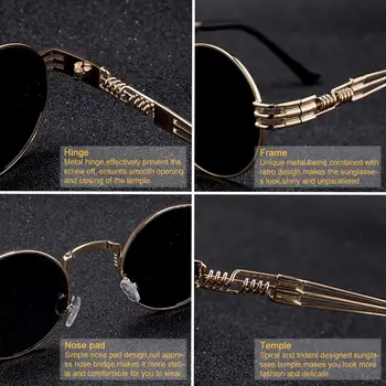 SPLOV Noua Moda Retro Steampunk Metal Rotund ochelari de Soare pentru Bărbați și Femei, cu arc Dublu Picior Colorate Ochelari de UV400