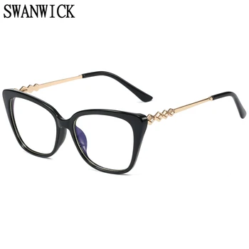 Swanwick lumina albastră de blocare pahare TR90 jumătate pătrat de metal cadru femeie ochelari optice, rame ochi de pisica roz roșu obiectiv clar retro