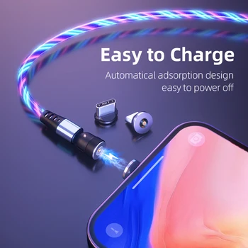 SZBRYTMAX 3A încărcare Rapidă Magetic cablu pentru iPhone 13 11Pro 3 în 1 LED-uri Micro USB de Tip C Cablu de încărcare pentru Huawei, Xiaomi, samsung