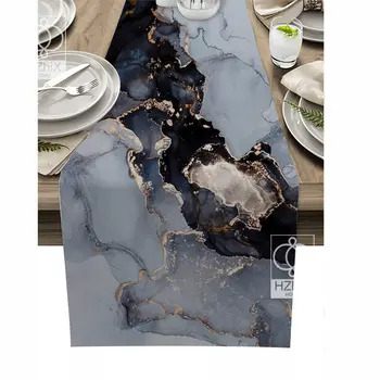 Textură de marmură Tabelul Runner Cerneală Neagră de Lux fata de Masa pentru Petrecere de Nunta Hotel Casa masa Decor de Masă Impermeabil Bucătărie Decor