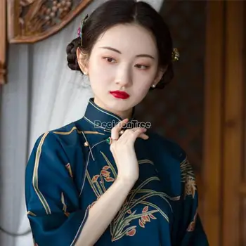 Toamna stil chinezesc tradițional hanfu top print cheongsam oriental bluza vintage elegant festival rochie de petrecere qipao sus