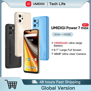 UMIDIGI Putere 7 Max Android 11 Smartphone 10000mAh Unisoc T610 6GB, 128GB 6.7&Quot Display 48MP Camera NFC Celulare, telefon Celular