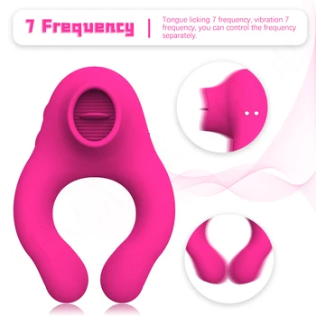 Unisex Vibrator sex Masculin Penisului Inel de Limba Lins Sex Toy 3 Motor Vagin Masturbator G-spot Stimulator Clitoris Jucarii Sexuale de Cuplu