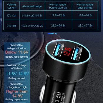 Universal 12V-24V Rapid Dual USB Masina Încărcător Adaptor Display LED Țigară Priză Brichetă ABS Masina Încărcător de Telefon
