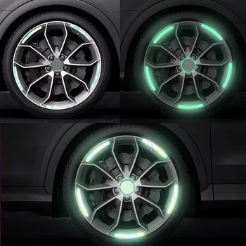 Universal Auto Butuc Roata Autocolant Reflectorizant Anti Coliziune Luminos cu Benzi Reflectorizante pentru Masina Janta Banda Decor Exterior
